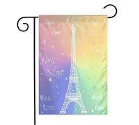 Giardino Bandiera Love Heart Paris Reflection Text Eiffel Tower Decoration Enjoyment On Abstract Capital Decorazione Stagione Bandiera, Per Feste Estive, Giardino, 30x45cm