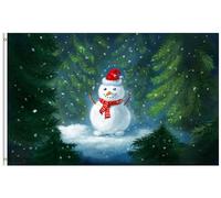 Giardino Bandiera Magical Bright Snowman In The During A Snowfall Bandiera In Poliestere Colori Vivaci Decorazione Striscione All'Aperto, Per Eventi, Balcone, Celebrazioni, 90x150cm