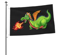 Giardino Bandiera Medieval Fire Breathing Dragon Bandiera Della Brezza 2 Occhielli Metallici Prova Di Sbiadimento Striscione All'Aperto, Per Balcone, Feste Estive, Celebrazioni, 90x150cm