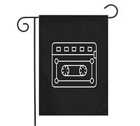 Giardino Bandiera Music Record Black Tape Line Stereo Magnetic Objects Symbol Player Isolated Vintage Tessuto Da Esterno Bandiera Di Benvenuto, Per Eventi, Feste Estive, 30x45cm