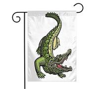 Giardino Bandiera Ornamented Ornate Alligator Crocodile Gator Elements Hand Drawn Animals Wildlife Big Caiman Wild Colori Vivaci Stagione Bandiera, Per Eventi, Feste Estive, 30x45cm