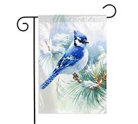 Giardino Bandiera Painted Watercolor Bird Winter Christmas Animals Wildlife Jay Tree Raster Greeting Colori Vivaci Striscione All'Aperto, Per Eventi, Feste Estive, 30x45cm