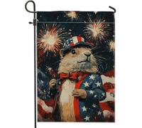 Giardino Bandiera Patriotic Animal Red White Blue Hedgehog Independence Day Stagione Resistente Alle Intemperie Striscione All'Aperto, Per Celebrazioni, Balcone, All'Aperto Al Coperto, 30x45cm