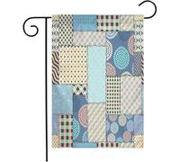 Giardino Bandiera Pattern Sew Curve Quilt Blue Retro Repetition Cloth Square Backdrop Beauty Grunge Colori Vivaci Striscione All'Aperto, Per Eventi, Feste Estive, 30x45cm
