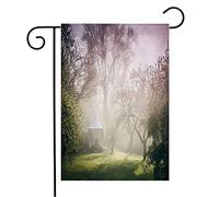 Giardino Bandiera Pavilion Misty Magic Garden Spring Mist Sun Mood Green Morning Mystery In Landscape Eden An Tessuto Da Esterno Bandiera Di Benvenuto, Per Feste Estive, Balcone, 30x45cm