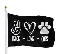 Giardino Bandiera Peace Love Cats Bandiera Di Benvenuto Decorazione 2 Occhielli Metallici Striscione All'Aperto, Per Giardino, Balcone, All'Aperto Al Coperto, 90x150cm