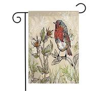 Giardino Bandiera Pretty Insect Cute Little Bird Sketch Butterflies Texture Leaves Plants Flower Design Drawing Prova Di Sbiadimento Stagione Bandiera, Per Feste Estive, Balcone, 30x45cm
