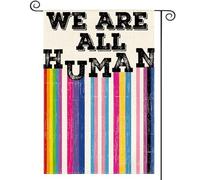 Giardino Bandiera Pride We Are All Human Lgbtq+ Rainbow Bandiera Della Brezza Resistente Alle Intemperie Striscione All'Aperto, Per Giardino, Balcone, Celebrazioni, 30x45cm
