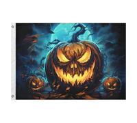 Giardino Bandiera Pumpkin Scary Face Halloween Bandiera In Poliestere Tessuto Da Esterno Prova Di Sbiadimento Striscione All'Aperto, Per Celebrazioni, Balcone, Giardino, 90x150cm