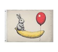 Giardino Bandiera Red Balloon Rabbit Bandiera Militare 2 Occhielli Metallici Decorazione Striscione All'Aperto, Per Celebrazioni, Feste Strada, All'Aperto Al Coperto, 90x150cm