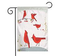 Giardino Bandiera Red Northern Style Garden Cardinal Bird Symbol Birds Banner On Snow Animals Wildlife Tessuto Da Esterno Bandiera Della Brezza, Per Feste Estive, Eventi, 30x45cm