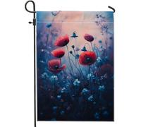 Giardino Bandiera Red Poppy Flower Vibrant Wildflowers Bandiera Pirata Prova Di Sbiadimento Striscione All'Aperto, Per Feste Estive, Eventi, Celebrazioni, 30x45cm