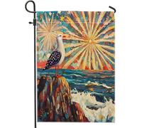 Giardino Bandiera Seagull America Independence Day Fireworks Coastal Bandiera In Poliestere Decorazione Striscione All'Aperto, Per Eventi, Feste Strada, Feste Estive, 30x45cm
