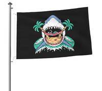 Giardino Bandiera Shark Attack On The Beach Bandiera Pirata Decorazione Tessuto Da Esterno Striscione All'Aperto, Per Feste Strada, Celebrazioni, Feste Estive, 90x150cm