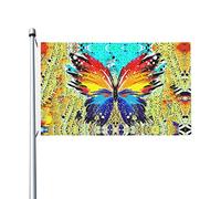 Giardino Bandiera Spring Butterfly Bandiera Della Brezza Rinforzata 2 Occhielli Metallici Striscione All'Aperto, Per Feste Estive, Balcone, Giardino, 90x150cm