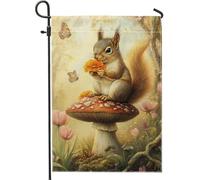Giardino Bandiera Spring Squirrel Flower Butterfly Bandiera Pirata Colori Vivaci Striscione All'Aperto, Per Balcone, Eventi, Feste Strada, 30x45cm