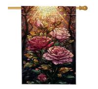 Giardino Bandiera Stained Glass Flower Elegant Peach Flower Bandiera Della Brezza Prova Di Sbiadimento Striscione All'Aperto, Per Giardino, Celebrazioni, Balcone, 30x45cm