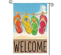Giardino Bandiera Summer Beach Flip-Flop Welcome Seasonal Bandiera Della Brezza Decorazione Striscione All'Aperto, Per Feste Estive, Eventi, Giardino, 30x45cm