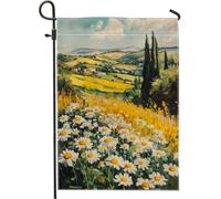Giardino Bandiera Summer Flower Vibrant Daisies Meadow Bandiera Pirata Resistente Alle Intemperie Striscione All'Aperto, Per All'Aperto Al Coperto, Eventi, Balcone, 30x45cm
