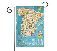 Giardino Bandiera Summer Oil Flat Cartography Stylized Map Country Jamon Spain Atlas Travel Red Signs Symbols Decorazione Bandiera Di Benvenuto, Per Celebrazioni, Feste Strada, 30x45cm
