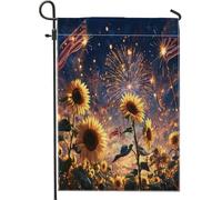 Giardino Bandiera Summer Sunflower Fireworks Bandiera In Poliestere Decorazione Striscione All'Aperto, Per Celebrazioni, Feste Estive, Balcone, 30x45cm