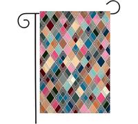 Giardino Bandiera Tartan Pattern Checkered Border Blue Table Xmas Madras Fashion Square Pastel Pink Check Colori Vivaci Striscione All'Aperto, Per Balcone, Feste Estive, 30x45cm