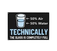 Giardino Bandiera Technically The Glass Is Completely Full Bandiera Della Brezza Rinforzata 2 Occhielli Metallici Striscione All'Aperto, Per Giardino, All'Aperto Al Coperto, Eventi, 90x150cm