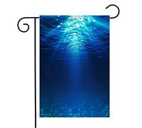 Giardino Bandiera Underwater Depth View Clean Sandy Sunlight Seabed Water Under Below Deep Sunbeams Decorazione Bandiera In Poliestere, Per Giardino, Feste Strada, 30x45cm