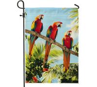 Giardino Bandiera Vibrant Tropical Parrots Colorful Macaw Bird Stagione Bandiera Colori Vivaci Striscione All'Aperto, Per Giardino, Eventi, Feste Strada, 30x45cm