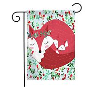 Giardino Bandiera Vintage Adorable Leaves Cute Year Party Lovely Day Romantic Mother Fox Son Animals Wildlife Decorazione Stagione Bandiera, Per All'Aperto Al Coperto, Balcone, 30x45cm