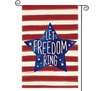 Giardino Bandiera Watercolor Stars And Stripes Let Freedom Ring Stagione Bandiera Prova Di Sbiadimento Striscione All'Aperto, Per Balcone, Feste Strada, Feste Estive, 30x45cm
