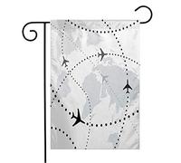 Giardino Bandiera World Airliners Map Airline Airplane Dotted Jet Transport Travel Flight Path Flying Transportation Decorazione Bandiera Della Brezza, Per Feste Strada, Feste Estive, 30x45cm
