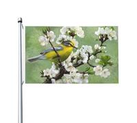 Giardino Bandiera Yellow Birds And Cherry Trees Bandiera Della Brezza Decorazione Colori Vivaci Striscione All'Aperto, Per Balcone, Feste Estive, All'Aperto Al Coperto, 90x150cm