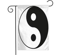 Giardino Bandiera Yin Meditation Yang East Karma Isolated Yinyang On White Signs Unity Symbols Miscellaneous Black Prova Di Sbiadimento Striscione All'Aperto, Per Balcone, Feste Estive, 30x45cm