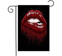 Giardino Bandiera Young Abstract Red Open People Biting Symbol Seductive Female Candy Bit Mouth Color Beauty Fashion Decorazione Bandiera In Poliestere, Per Celebrazioni, Eventi, 30x45cm