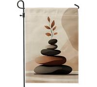 Giardino Bandiera Zen Meditation Rock Beige Stones Peaceful Stagione Bandiera Decorazione Striscione All'Aperto, Per Feste Strada, All'Aperto Al Coperto, Balcone, 30x45cm