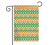 Giardino Bandiera Zigzag Green Shamrock Leaves Saint Tile Abstract Classic Irish White Lines Patrick Pattern Tessuto Da Esterno Bandiera Di Benvenuto, Per Celebrazioni, Balcone, 30x45cm