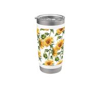 Giardino botanico del girasole dell'acquarello, Arte floreale gialla Bicchiere termico in acciaio inox doppia parete
