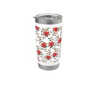Giardino botanico floreale del papavero rosso, Wildflower Cottagecore Bicchiere termico in acciaio inox doppia parete