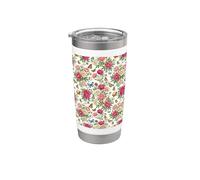 Giardino Botanico Floreale Farfalla Peonia, Cottagecore Spring Bicchiere termico in acciaio inox doppia parete