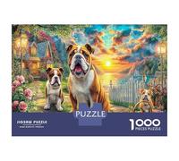 Giardino Bulldog 1000 Pezzi Insieme Di Puzzle Per Superare Una Sfida Considerevolmente Difficile Bulldog tramonto giardino consigliato Dopo La Scuola E Per I Puzzle Più Popolari 38x26cm/1000pcs