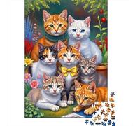Giardino Cats Puzzle da Pezzi Cute Group 1000 Pezzi Carta Riciclata Per Donne, Regali Per Uomini Puzzle Estremamente Difficile E Stimolante 38x26cm/1000pcs