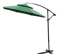 Giardino con ombrellone, Ombrellone da esterno con palo angolare regolabile in ferro, 8 stecche, doppia ventilazione superiore, 2,7 m, multicolore(Green)