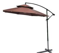 Giardino con ombrellone, Ombrellone da esterno con palo angolare regolabile in ferro, 8 stecche, doppia ventilazione superiore, 2,7 m, multicolore(Coffee)