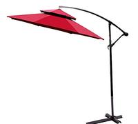 Giardino con ombrellone, Ombrellone da esterno con palo angolare regolabile in ferro, 8 stecche, doppia ventilazione superiore, 2,7 m, multicolore(Wine Red)