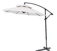 Giardino con ombrellone, Ombrellone da esterno con palo angolare regolabile in ferro, 8 stecche, doppia ventilazione superiore, 2,7 m, multicolore(White)