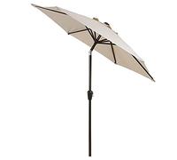 Giardino con ombrellone, Ombrellone da esterno for patio, 2,25 m/7,4 piedi, con manovella e pulsante di inclinazione, 8 stecche, multicolore(Beige)