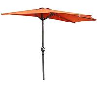 Giardino con ombrellone, Ombrellone da mercato con baldacchino rotondo, manovella manuale, impermeabile, a righe, palo in acciaio da 270 cm(A)