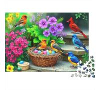 Giardino degli uccelli primaverili Puzzle 1000 Pezzi, giardino primaverile con uccelli e fiori, giocattolo educativo, decompressivo, intellettuale, divertente gioco per famiglie, regalo per amanti