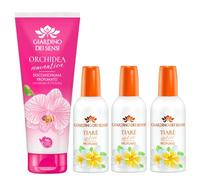 Giardino Dei Sensi Tiarè Esotico - Profumo Donna Spray 100 ml + Doccia Schiuma 100 ml In Omaggio - Fragranza delicata, set completo per un rituale di bellezza (3 Unità)
